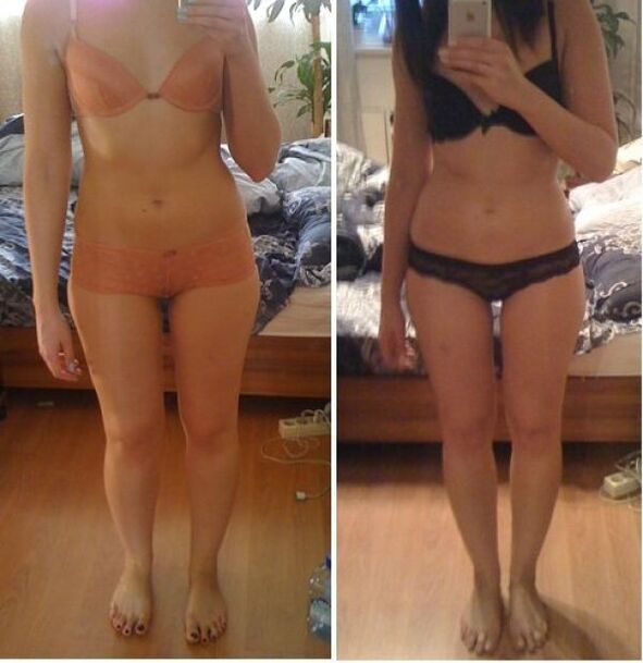 A girl before and after losing weight in 14 days with the Japanese diet